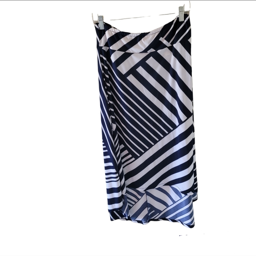Cato navy blue and white striped maxi skirt